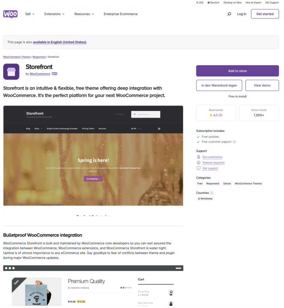 Wordpress-Theme WooCommerce Storefront